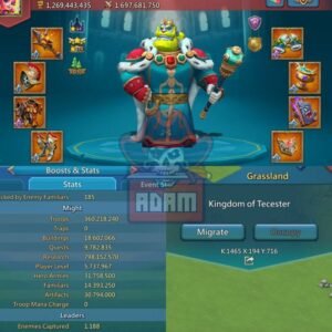 rl 1.260b might | 1300% inf 1262% rag 1302% cav | 3 mythic champs | can fly to k1465