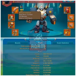 rl 2.24b might | 1475% inf 1442% rag 1429% cav | 17x mythic champs | 8x lv.12 champs | 112 blessed