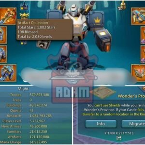 5x Emperror Pieces | 831% 811% 806% Base Stats | Can go to K1208 | 270 Castle Stars